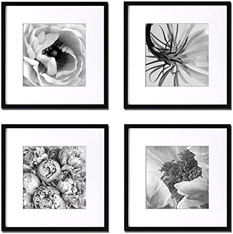 Yisunf 12x12 Picture Frame Black Set of 4, Wooden Square Photo Frame, Display Pictures 8x8 with M... | Amazon (CA)