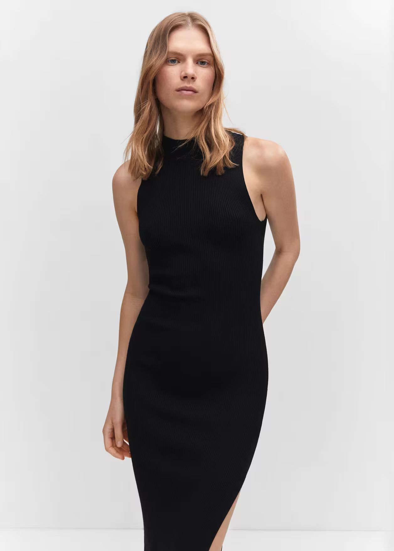 Ribbed knit dress with opening | MANGO (US)