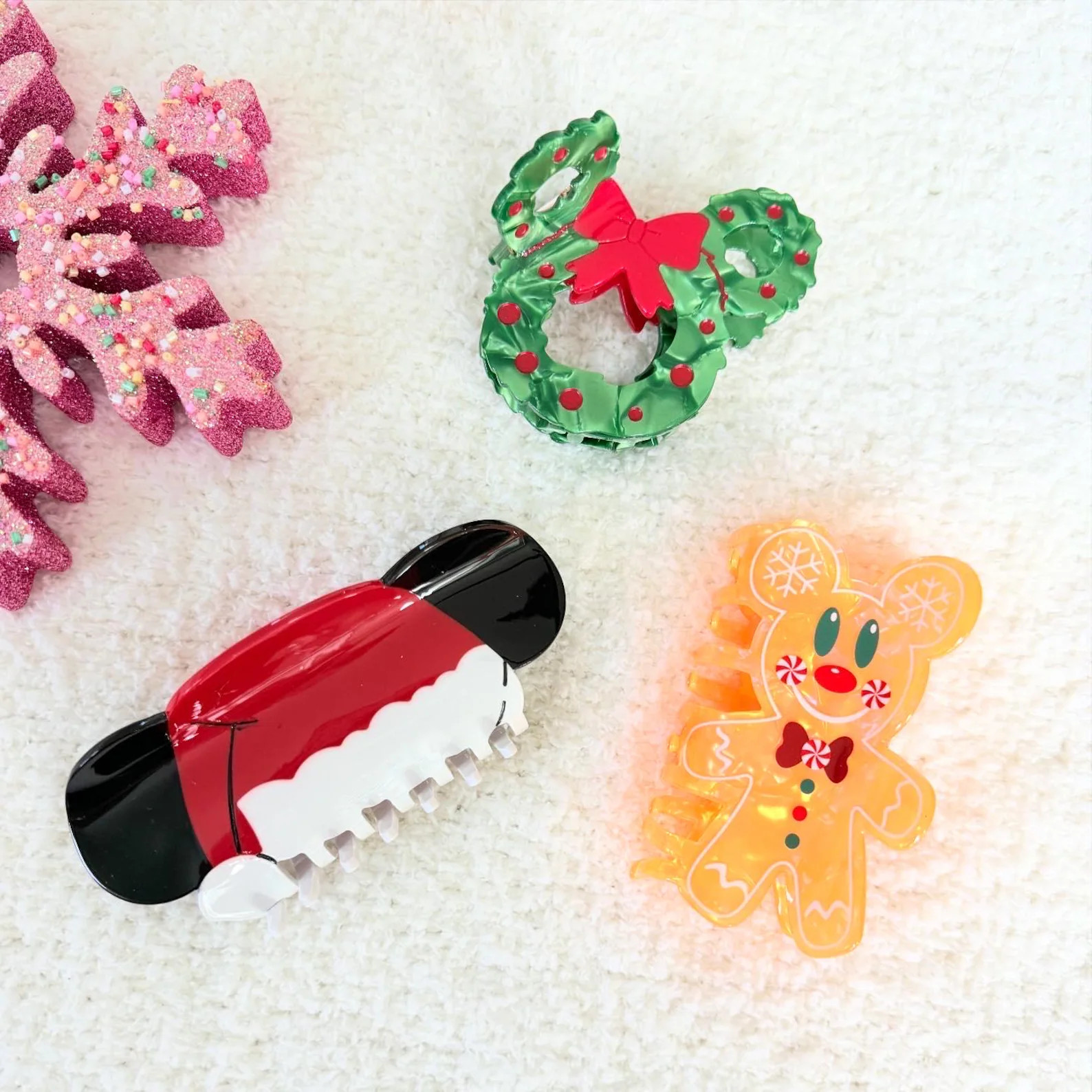 Holiday Mouse Gingerbread Santa Hat Claw Clip - Happiest Place Claw Clip - Mouse Ears Claw Clip- ... | Etsy (US)