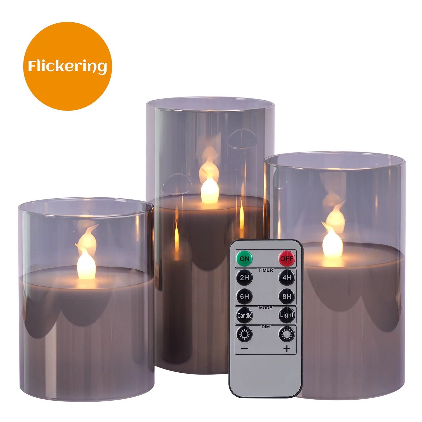 Patiphan Glass Led Candles Flickering Flameless Candles, 3D Flame Battery Operated Candles for Ha... | Walmart (US)