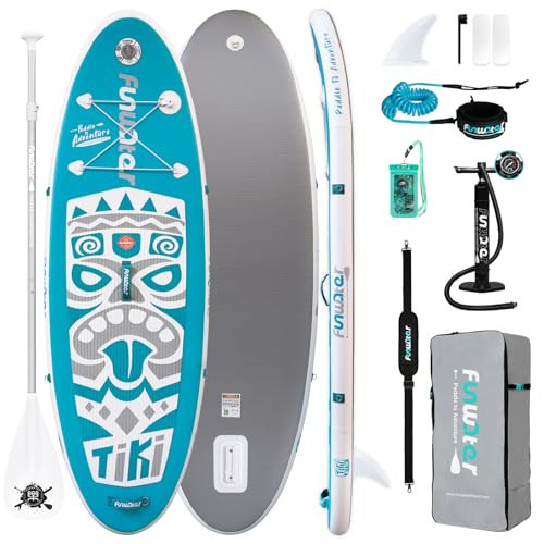 FunWater Paddle Boards SUP Inflatable Stand Up Paddle Board with Paddleboard Accessories,Fin,Adjustable Paddle, Pump,Backpack, Leash, Waterproof Phone Bag | Amazon (US)