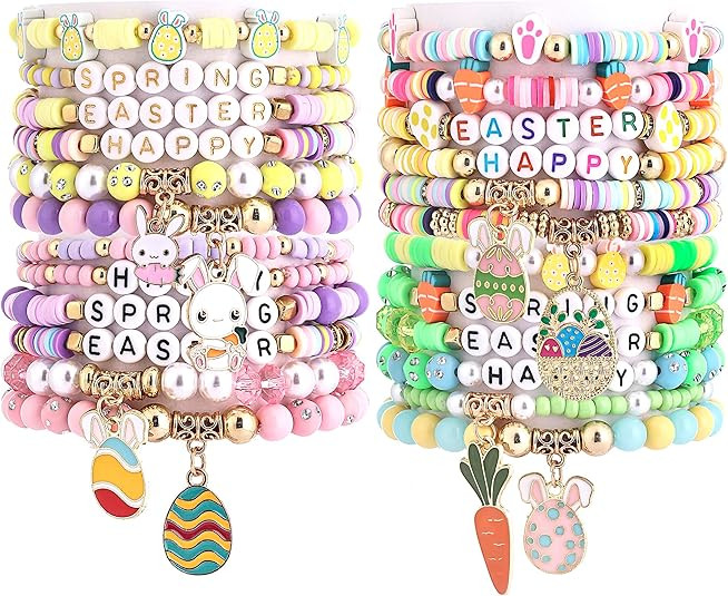 Taouzi 24 Pcs Surfer Heishi Bracelets for Women Bulk Handmade Stackable Stretch Friendship Bracel... | Amazon (US)