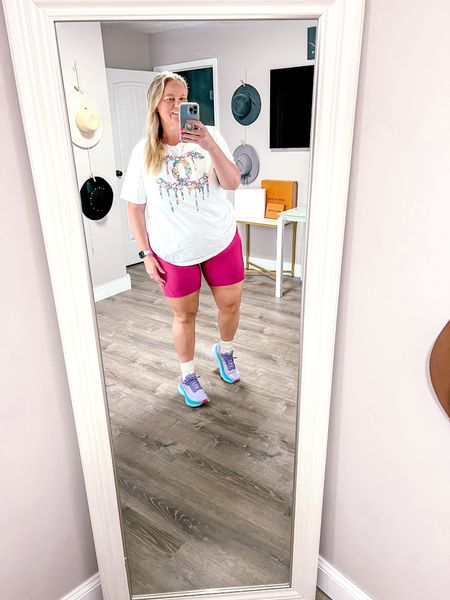 Pink bike shorts with pockets and a cute graphic tee

Plus size athleisure 
Plus size activewear 
Activewear outfit 
Athleisure outfit 
Plus size bike shorts 
Sneakers 
Walking shoes 
Size 18 
Size 20 


#LTKOver40 #LTKPlusSize #LTKActive