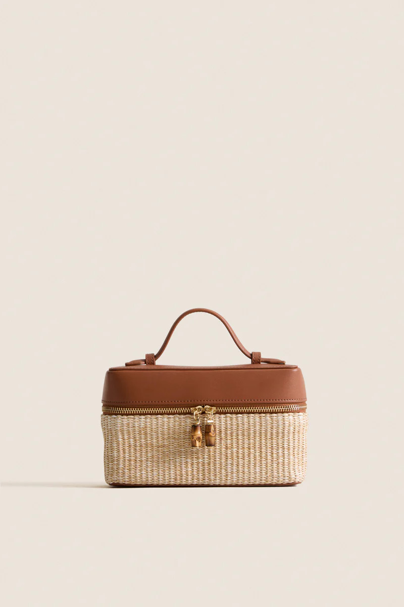 Cognac and Raffia Box Bag | Tuckernuck (US)