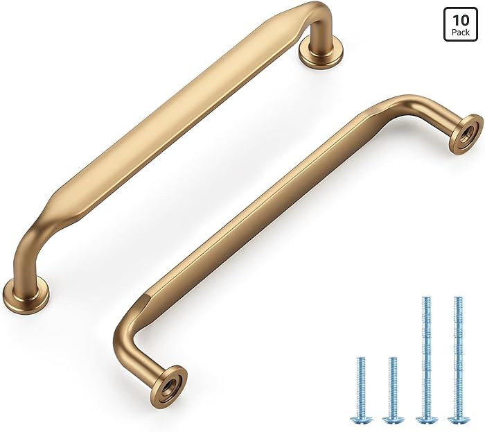 HOME EDIT Champagne Bronze Solid Cabinet Handles & Pulls 5 Inch 10 Pack | Amazon (US)