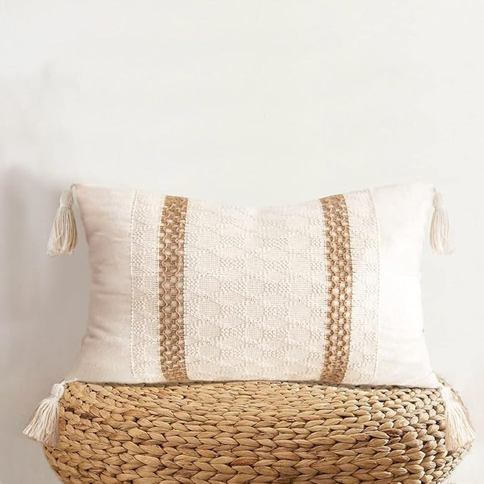 DadyMart DUKYMIK Lumber Woven Farmhouse Accent Decorative Throw Pillow Cover for Couch Sofa - 12 ... | Amazon (US)