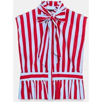 Zara - Striped Bow Shirt - Red Stripe - M - Woman | Zara US