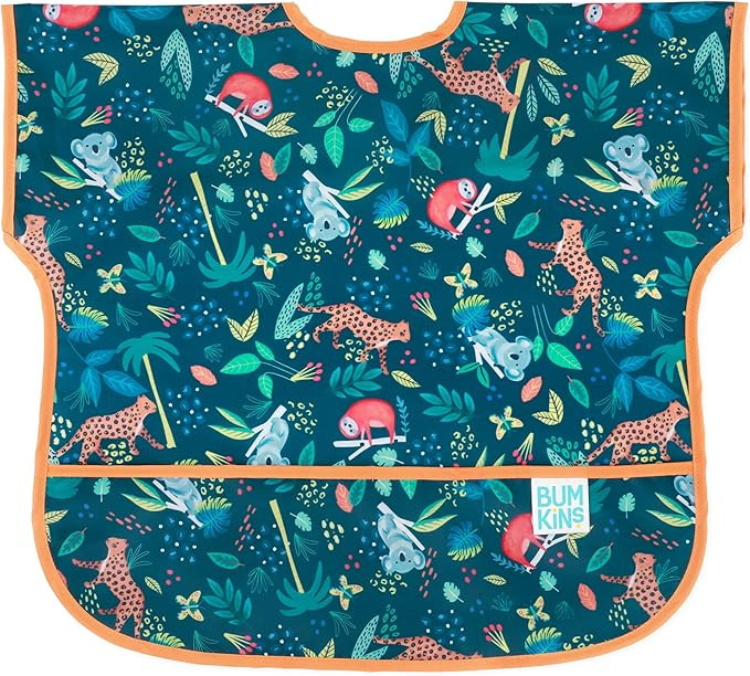 Bumkins Junior Bib, Short Sleeve Toddler Bib, Smock for Kids 1-3 Years, Waterproof Fabric – Jun... | Amazon (US)