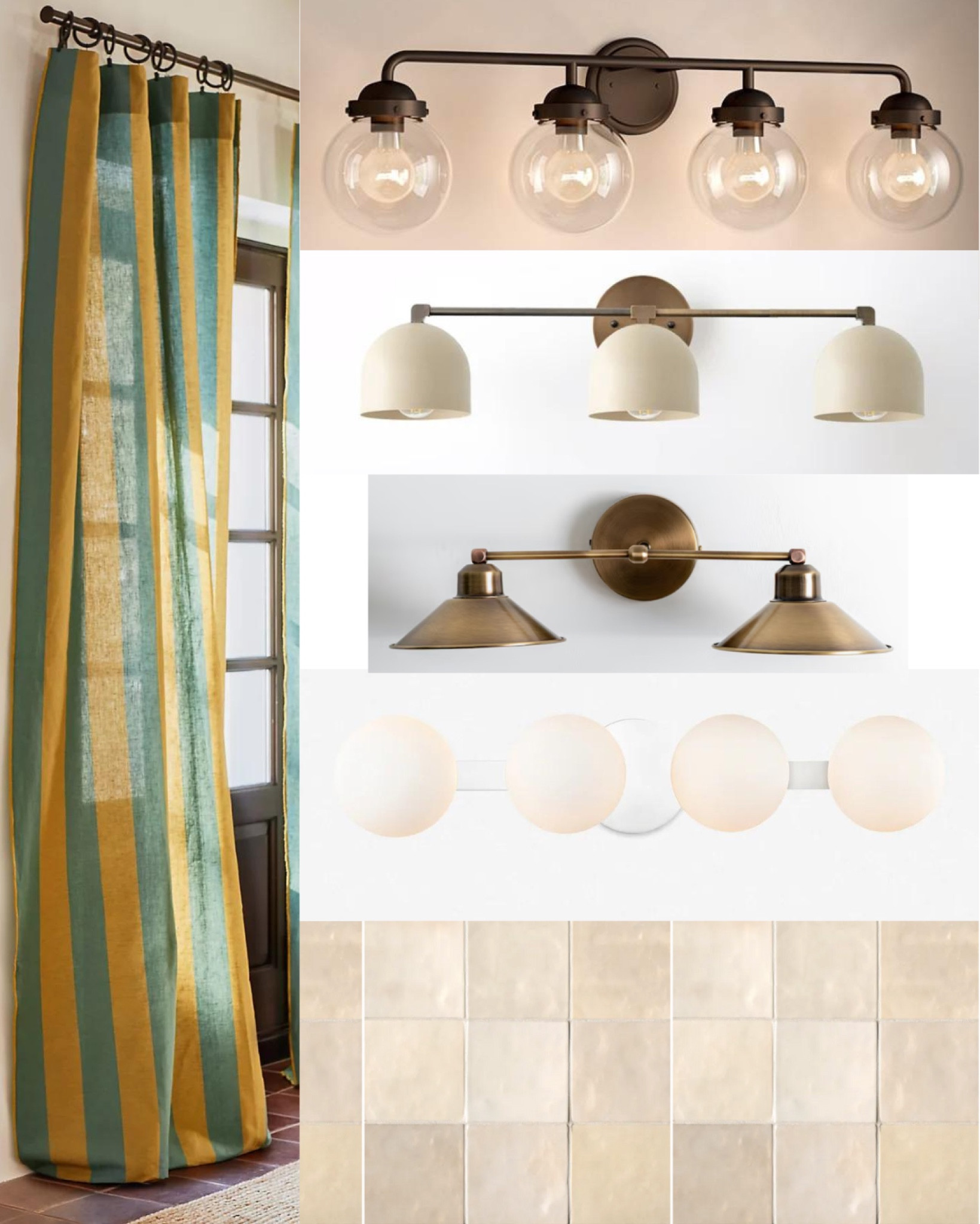 Adding a pop of color to my powder bathroom and I love these striped linen curtains. Which vanity light would you choose?!

#LTKHome