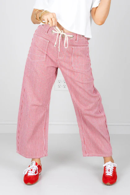 All The Best Red Striped Barrel Pant | The Willow Tree