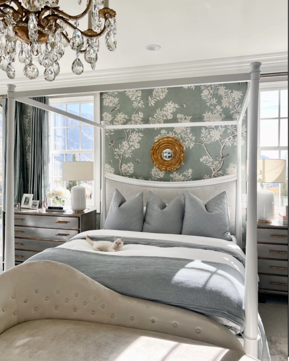 Obsessed with this pretty bedding inspo from Rachel Parcell! I love the blue/gray pillows/bedding from Boll &amp; Branch. ✨

Bedding • blue room • beds • Boll and Branch • bedroom • linens • sheets • pillows • pillowcases • blue gray • master bedroom • comforter • duvet • covers • blankets • nightstands • chandelier • lamps • lighting • Alice Lane • dream room • interior design • wallpaper • florals • mirror • curtains • silk • satin •cotton • Grandmillenial home decor • Grandmillenial style • luxury interiors 

#LTKfamily #LTKhome #LTKsalealert