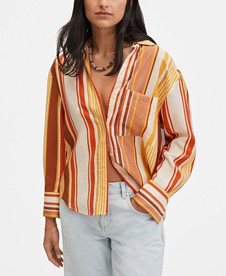 MANGO Women's Multi-Color Striped Shirt & Reviews - Tops - Women - Macy's | Macys (US)