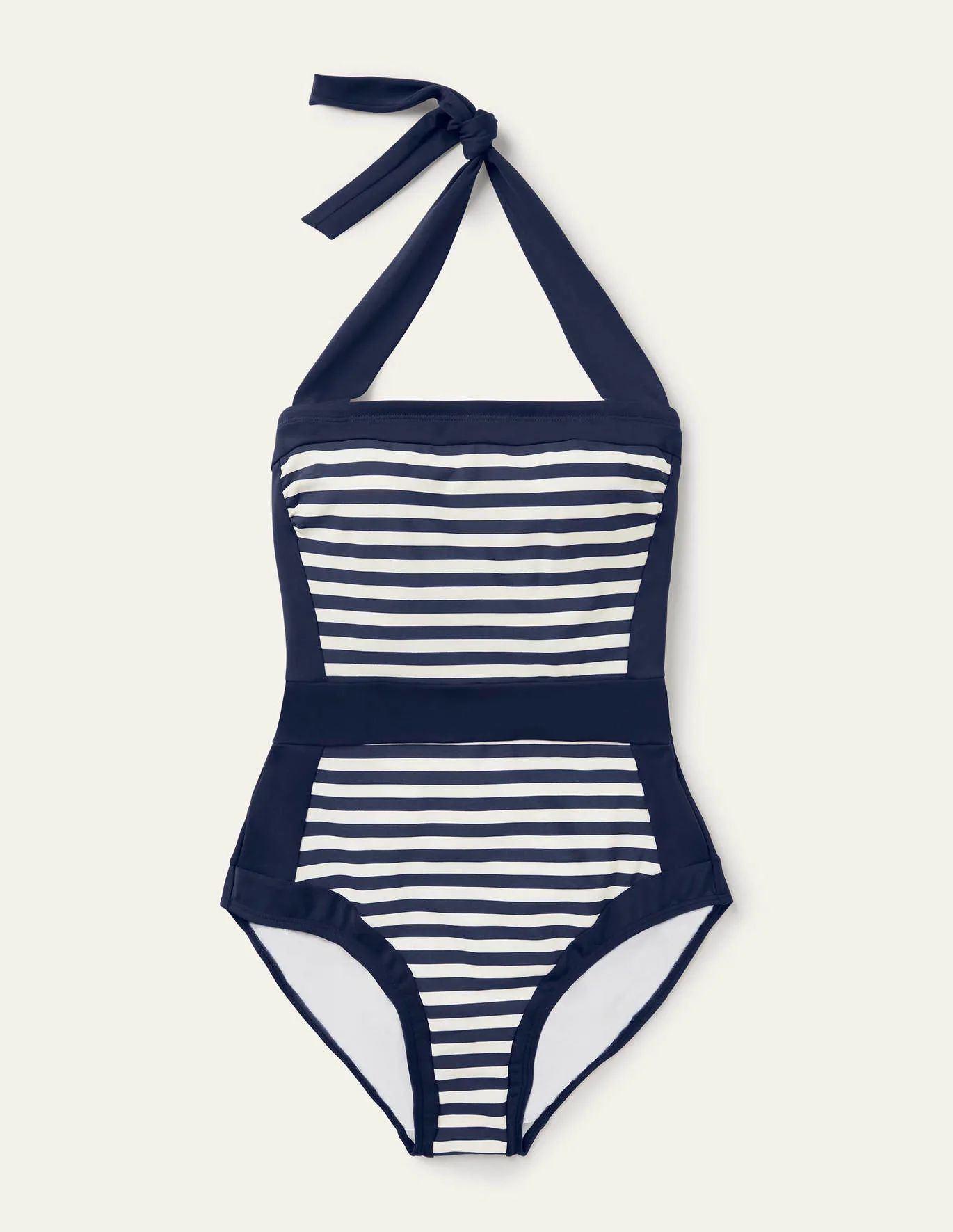 Santorini Halterneck Swimsuit - French Navy, Ivory Stripe | Boden (US)