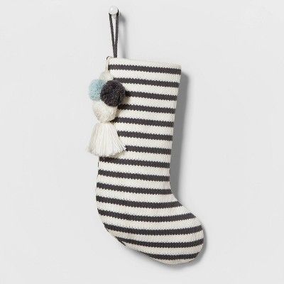 Candy Stripe Knit Christmas Stocking Gray - Wondershop&#8482; | Target