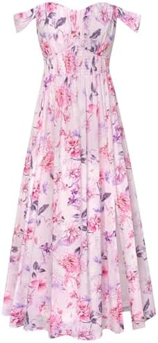 GRACE KARIN 2026 Women's Summer Floral Wedding Guest Dress,Beach Flowy A Line Maxi Off Shoulder B... | Amazon (US)