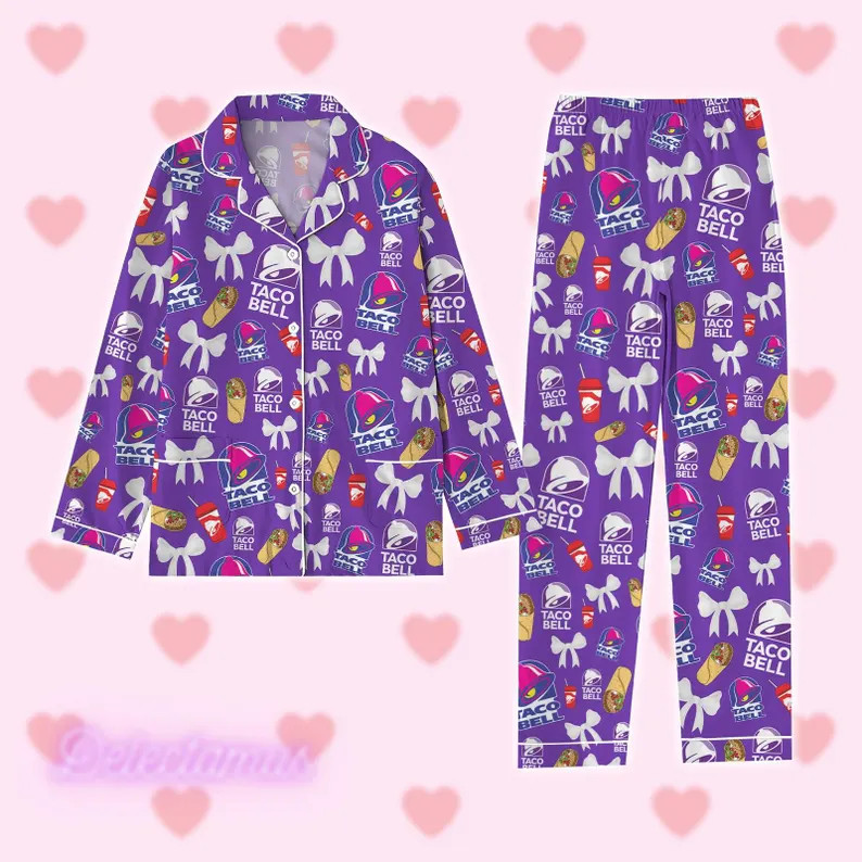 Taco Bell Pajama Set Women Cozy, Taco Bell Womens Pajamas, Taco Bell Pajamas Set, Taco Bell Pajam... | Etsy (US)