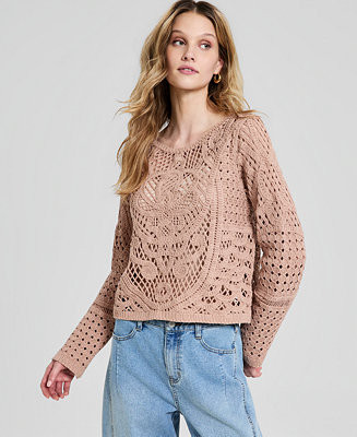 And Now This Women's Crochet Long-Sleeve Sweater, Macy's Exclusive   - Macy's | Macy's