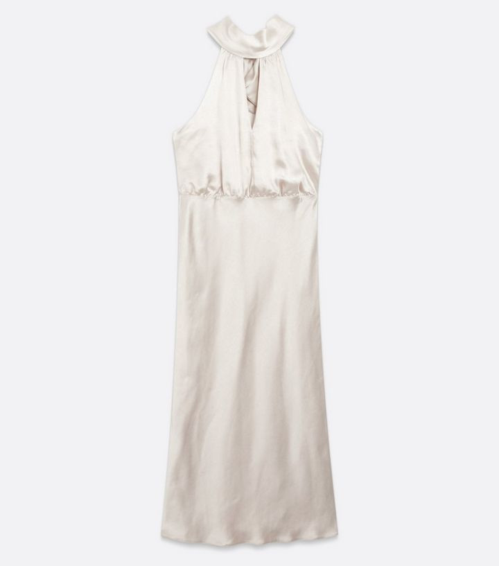 Cream Satin Cut Out Halter Midi Dress
						
						Add to Saved Items
						Remove from Saved Ite... | New Look (UK)