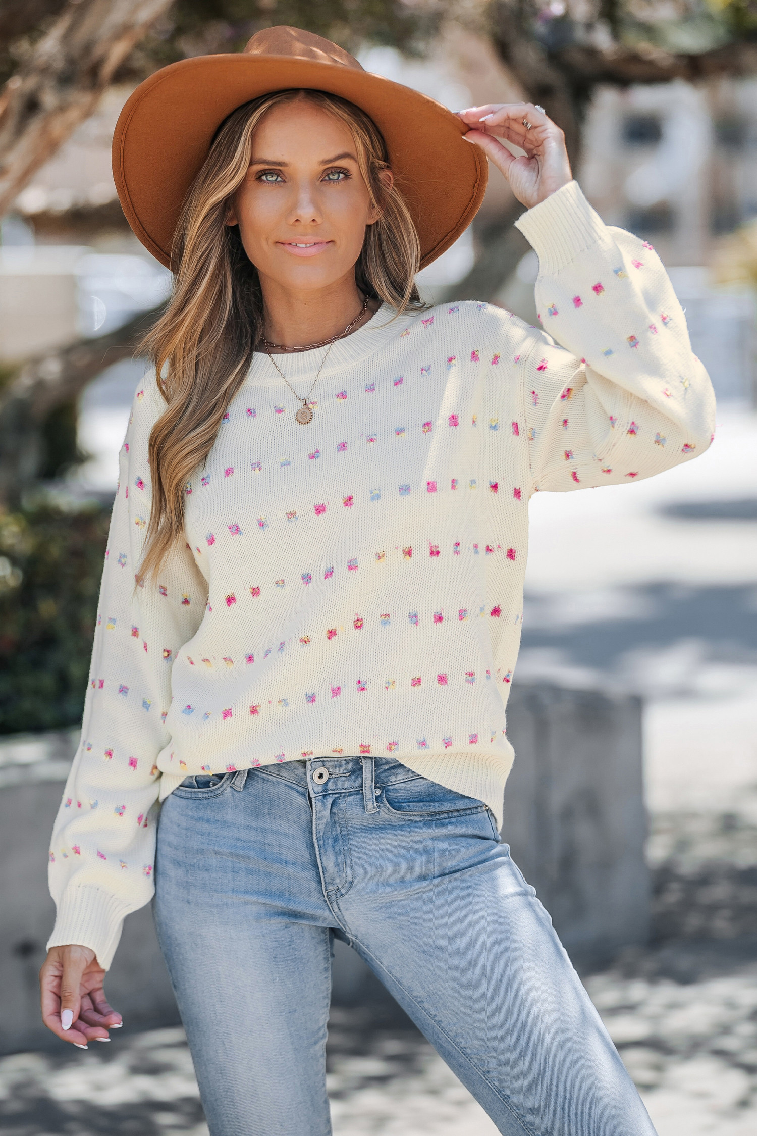 NewRainbow Dots Long Sleeve Sweater | Cupshe US