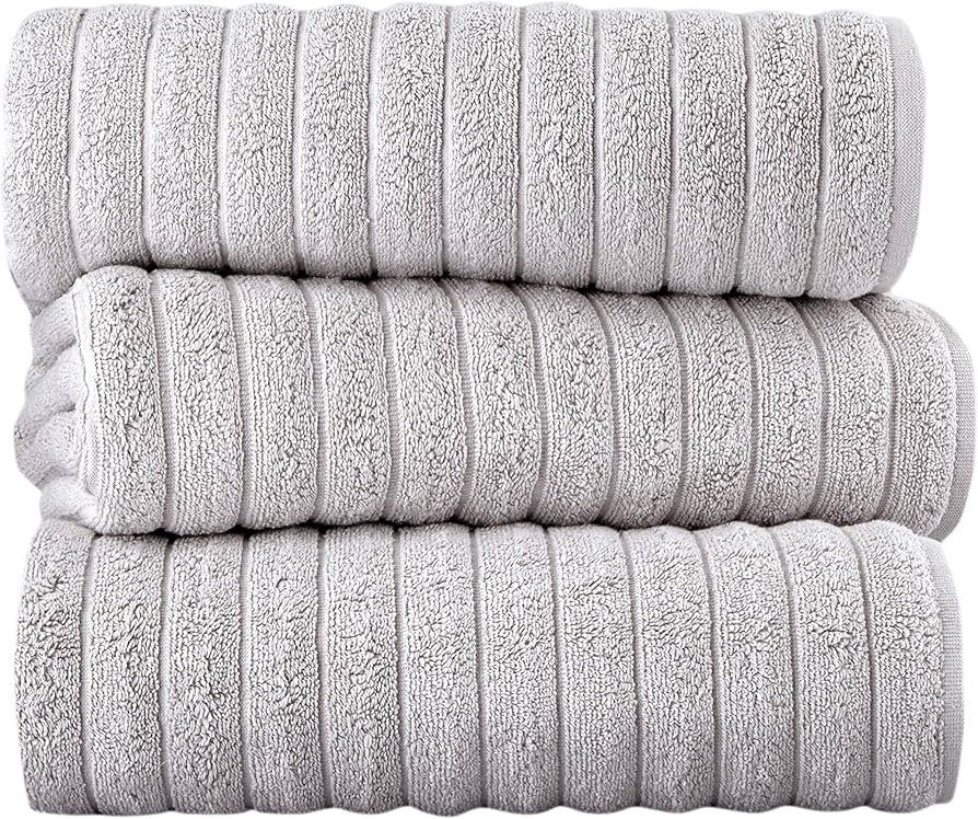 Classic Turkish Towels - Extra Large Premium Cotton Bath Sheet Set - Thick and Absorbent, Ribbed ... | Amazon (US)