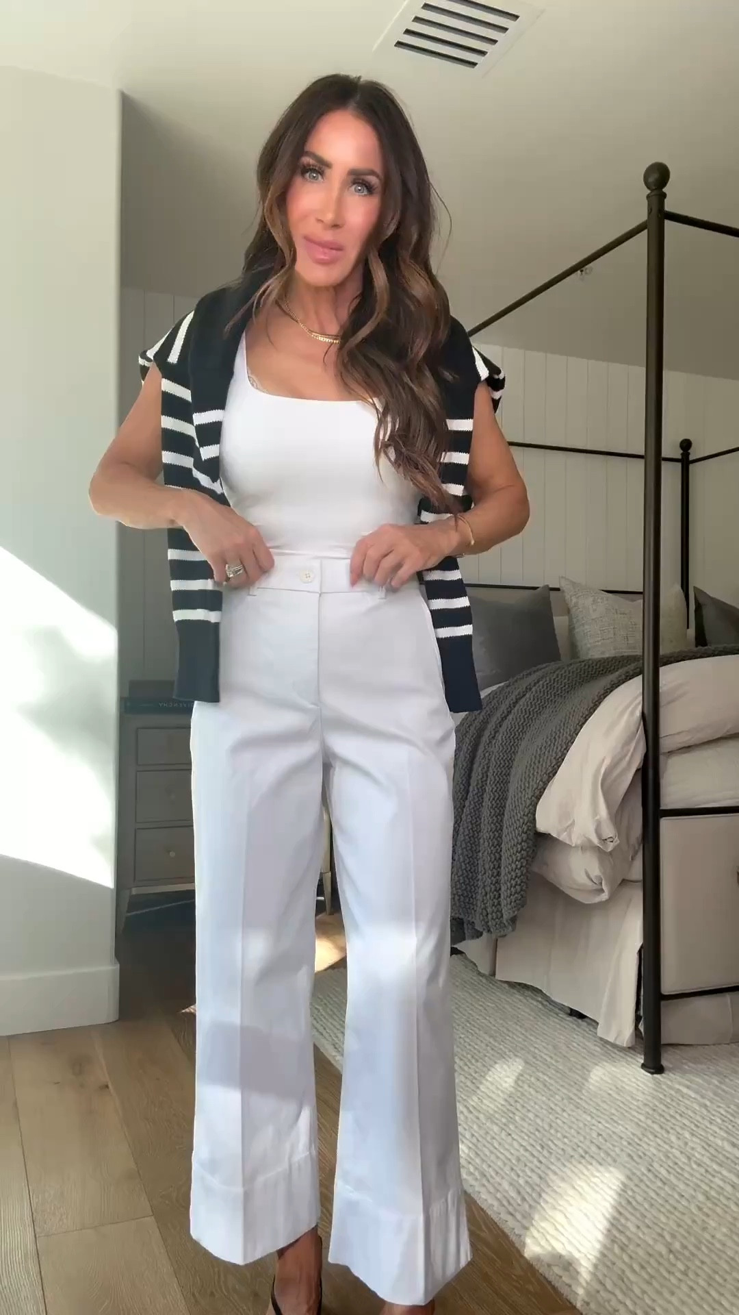 These cropped wide leg pants are beautifully made and come in 7 colors sz small 
Tank sz small
Sweater sz small

#LTKStyleTip

#LTKSeasonal #LTKmomlife #LTKOver40