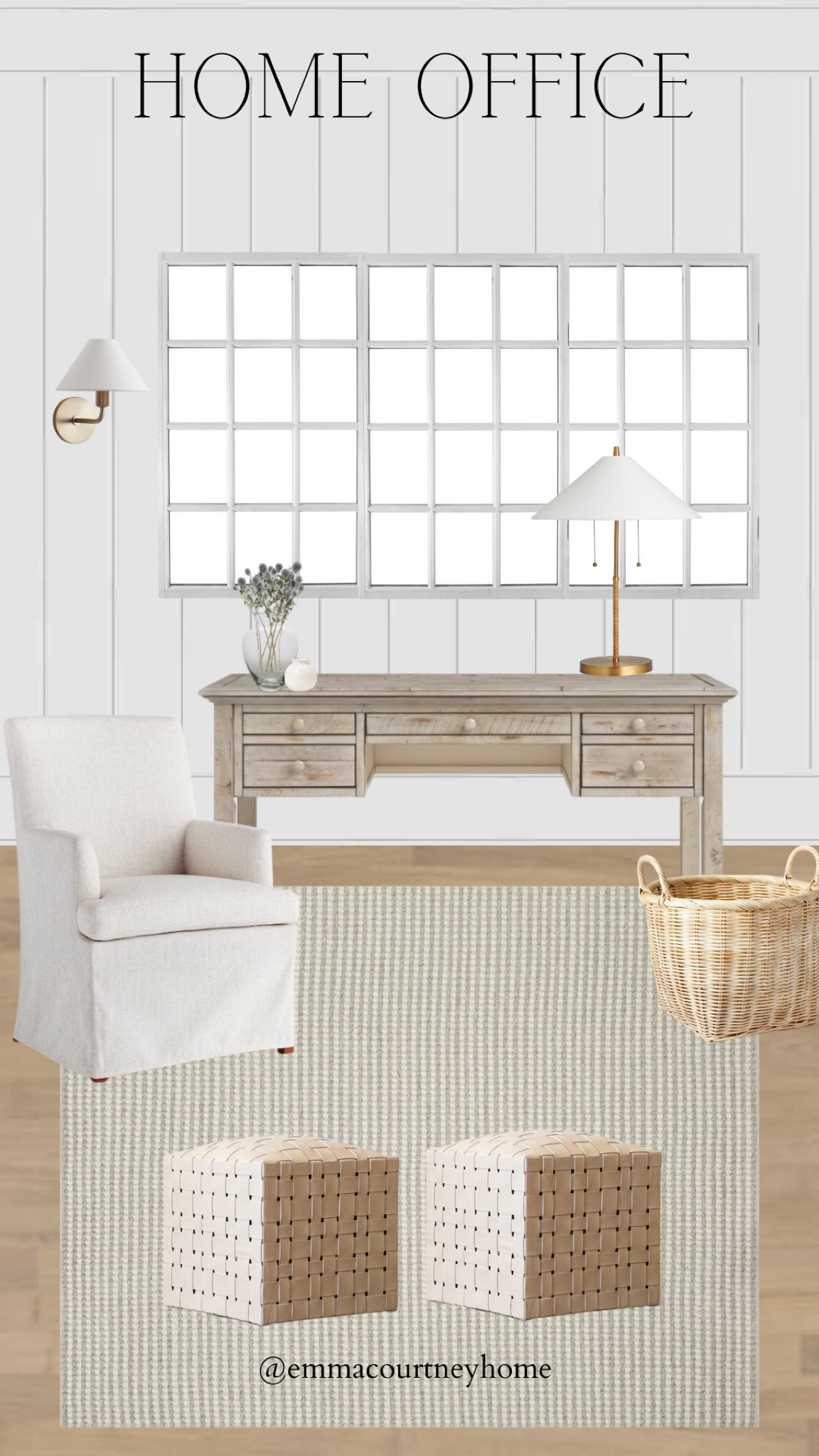 Minimalist cozy home office. Wood desk, armchair, ottoman, target, wayfair, McGee and co 

#LTKFind #LTKhome #LTKstyletip