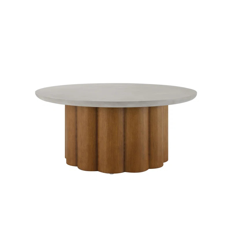 Evelyn Faux Concrete Top Round Shaped Coffee Table | Wayfair North America