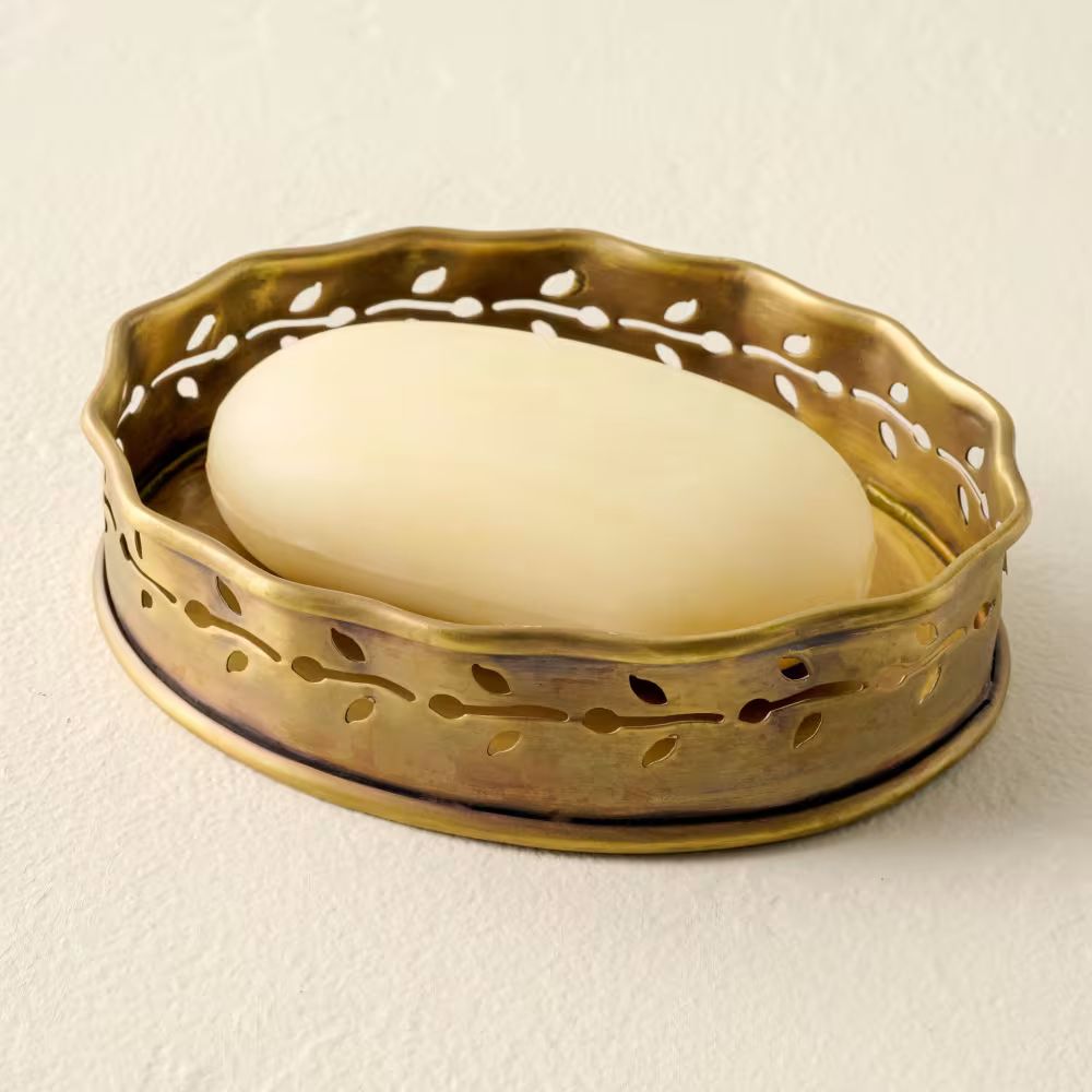 Tulip Antiqued Brass Soap Dish | Magnolia