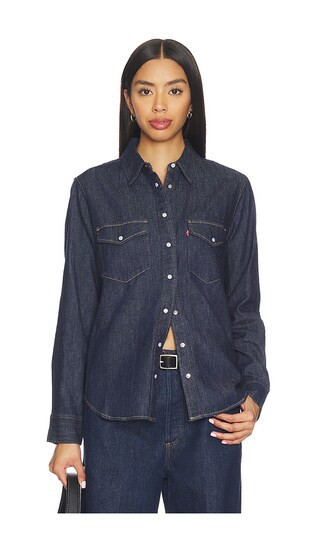 LEVI'S Iconic Western Shirt in Navy. - size S | Revolve Clothing (Global)