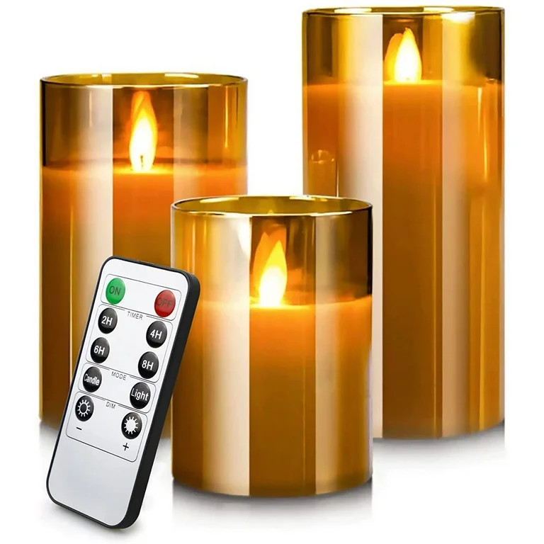 Flameless Candles Flickering with Remote, SONSIEN 3 Pack Candles Battery Operated with Timer, Ple... | Walmart (US)