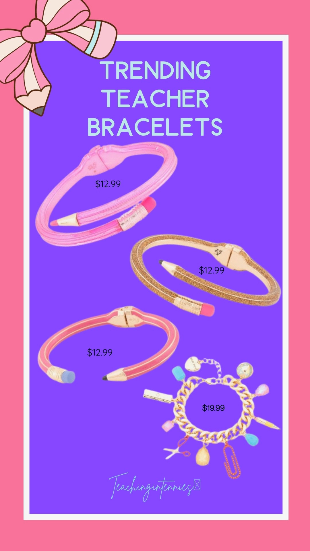 Calling all teachers! The trending pencil bracelets are also online!!! Betsy Johnson pencil bracelet, teacher charm bracelet 

#LTKFindsUnder50 #LTKSeasonal #LTKStyleTip