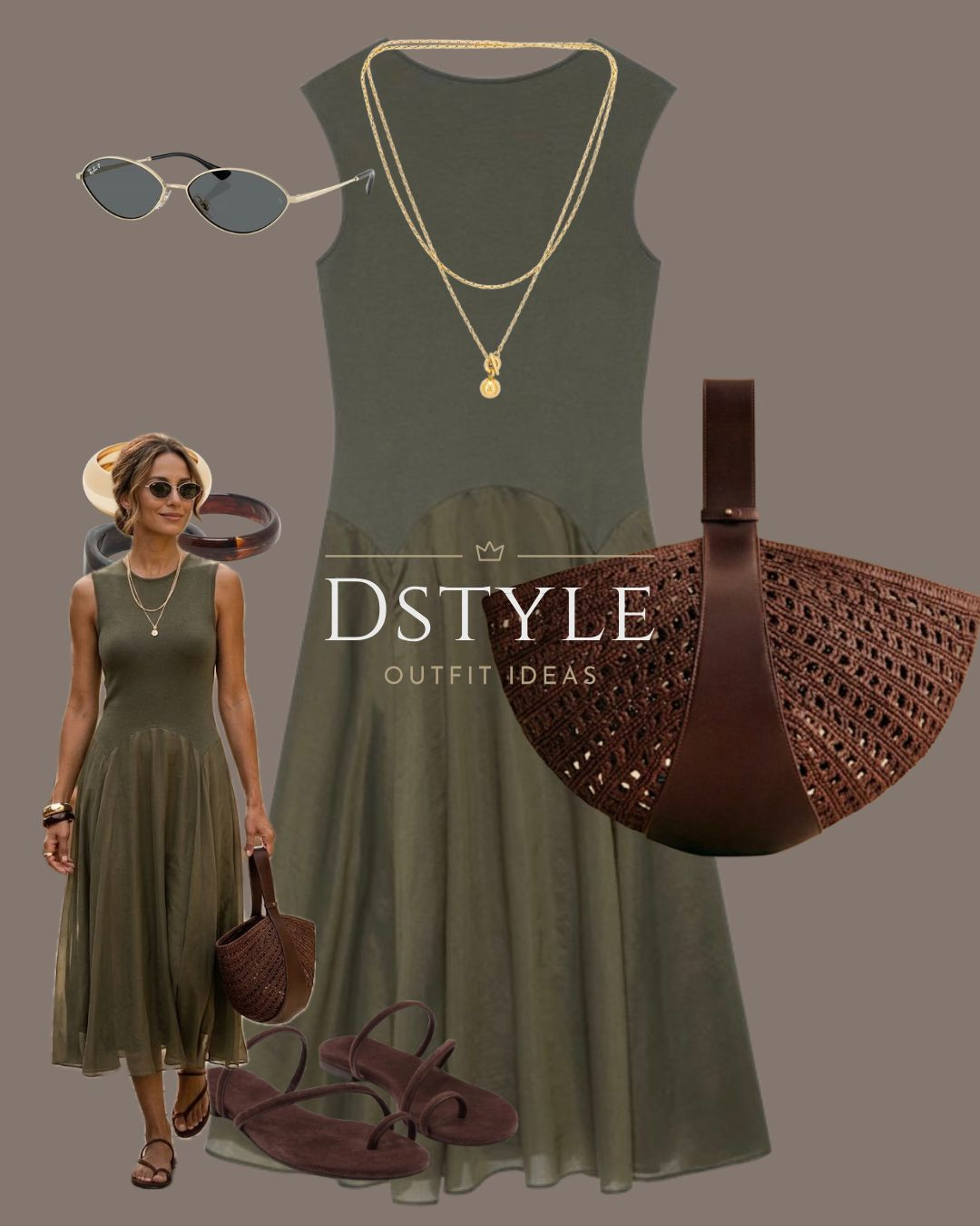 Sunday Best. 🌿 This olive midi dress is so flattering and lightweight. Styled it with chocolate brown accessories for a rich, earthy finish.

Olive midi dress, woven tote bag, brown strappy sandals, summer dress outfit, boho chic, earthy tones.

#LTKootd #LTKOver40