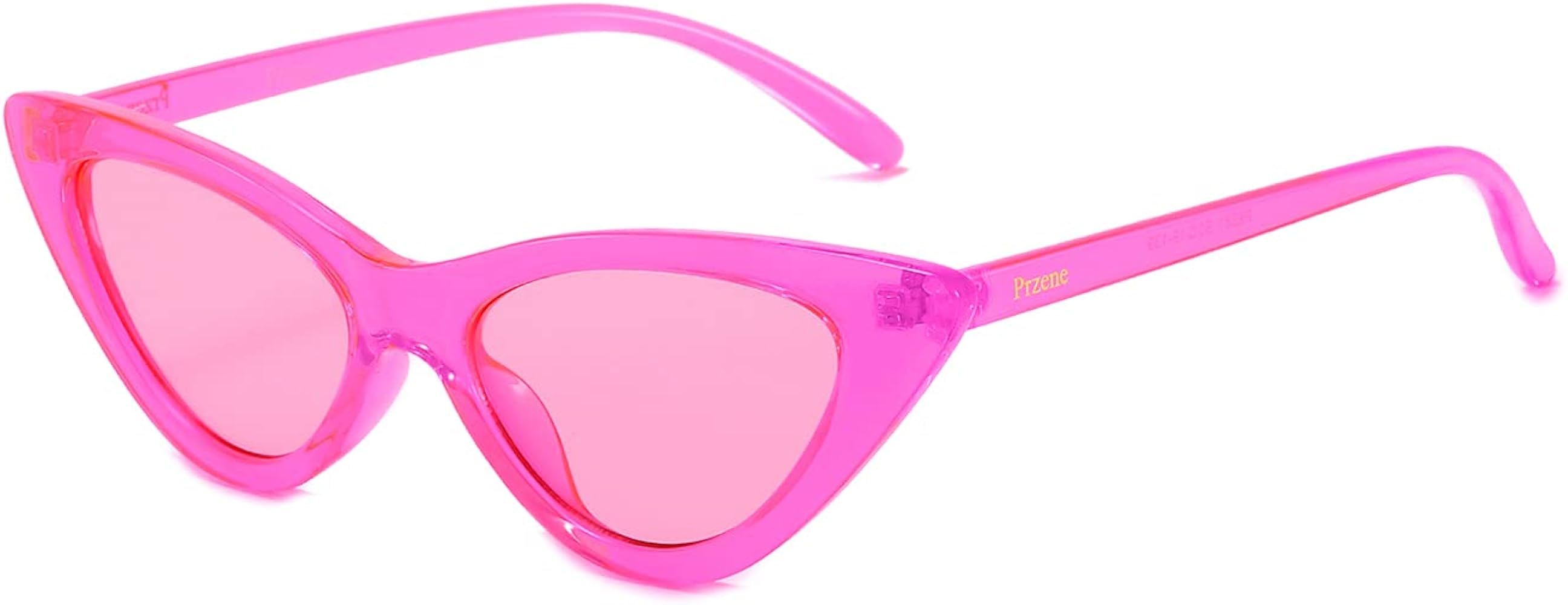 Przene Cat Eye Sunglasses for Women Candy Color Small Frame Trendy Cateye Sun glasses 6581 | Amazon (US)