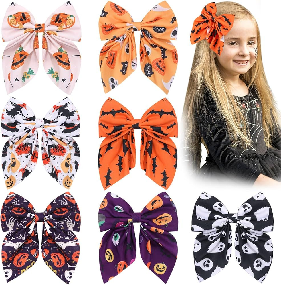 7 PCS Christmas Hair Bows for Girls, 4.5 Inch Red Girls Bows Toddler Bows Clips with Christmas Tr... | Amazon (US)