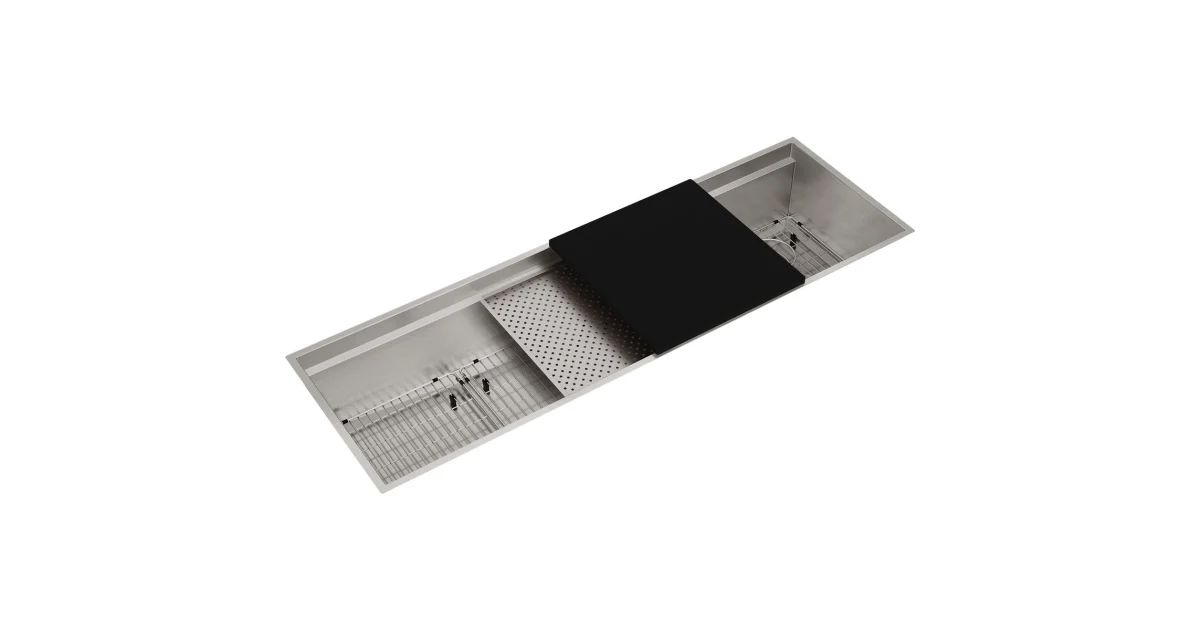 Circuit Chef 59-1/2" Undermount Single Basin Stainless Steel Kitchen Sink with Basin Rack, Coland... | Build.com, Inc.