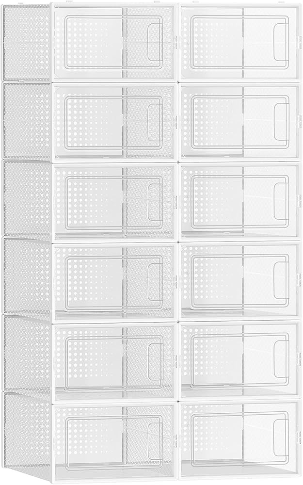 SONGMICS Schuhboxen, 12er Set, Schuh-Organizer aus Kunststoff, faltbar und stapelbar, für Schuhe... | Amazon (DE)
