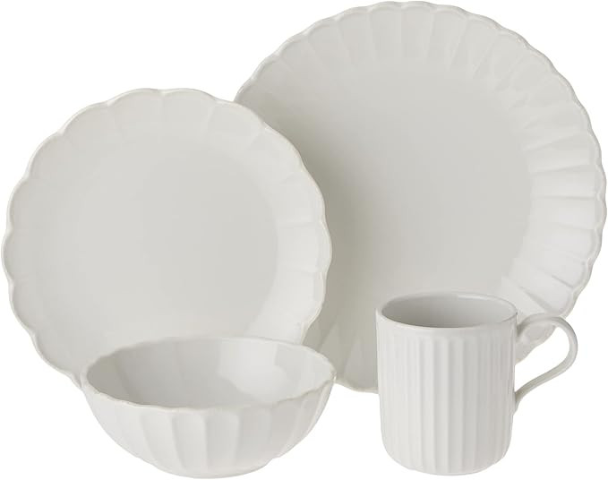 Lenox French Perle Scallop 4-Piece Place Setting, 5.55 LB, White | Amazon (US)