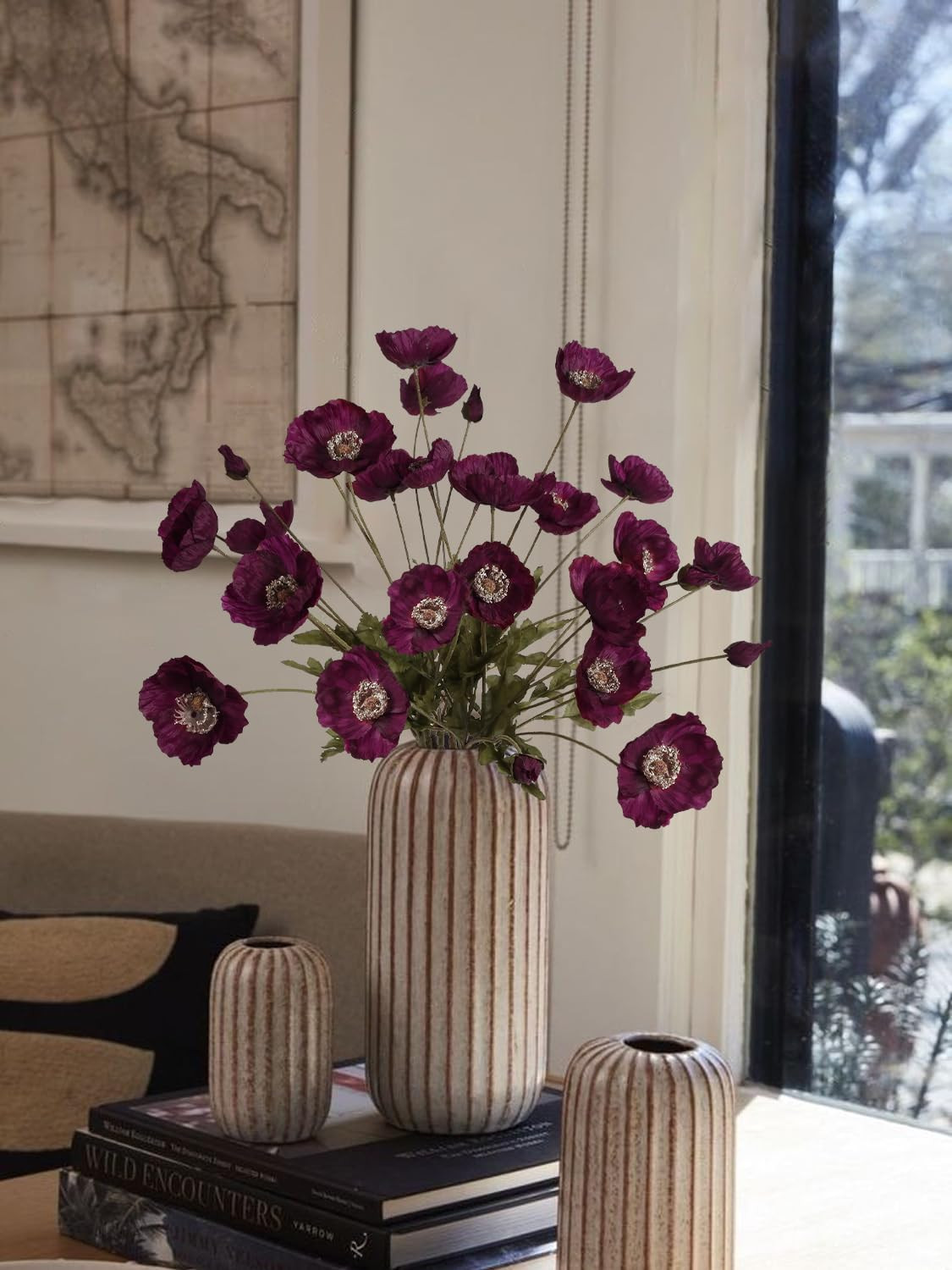 IPOPU Burgundy Silk Flowers 6PCS Fake Poppies Artificial Flowers for Veterans Day Floral Centerpi... | Amazon (US)