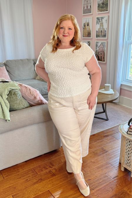 Neutral spring outfit idea in shades of white and cream! Anthro tee size 1X and Colette linen pants size 18.



#LTKmidsize #LTKplussize #LTKSeasonal