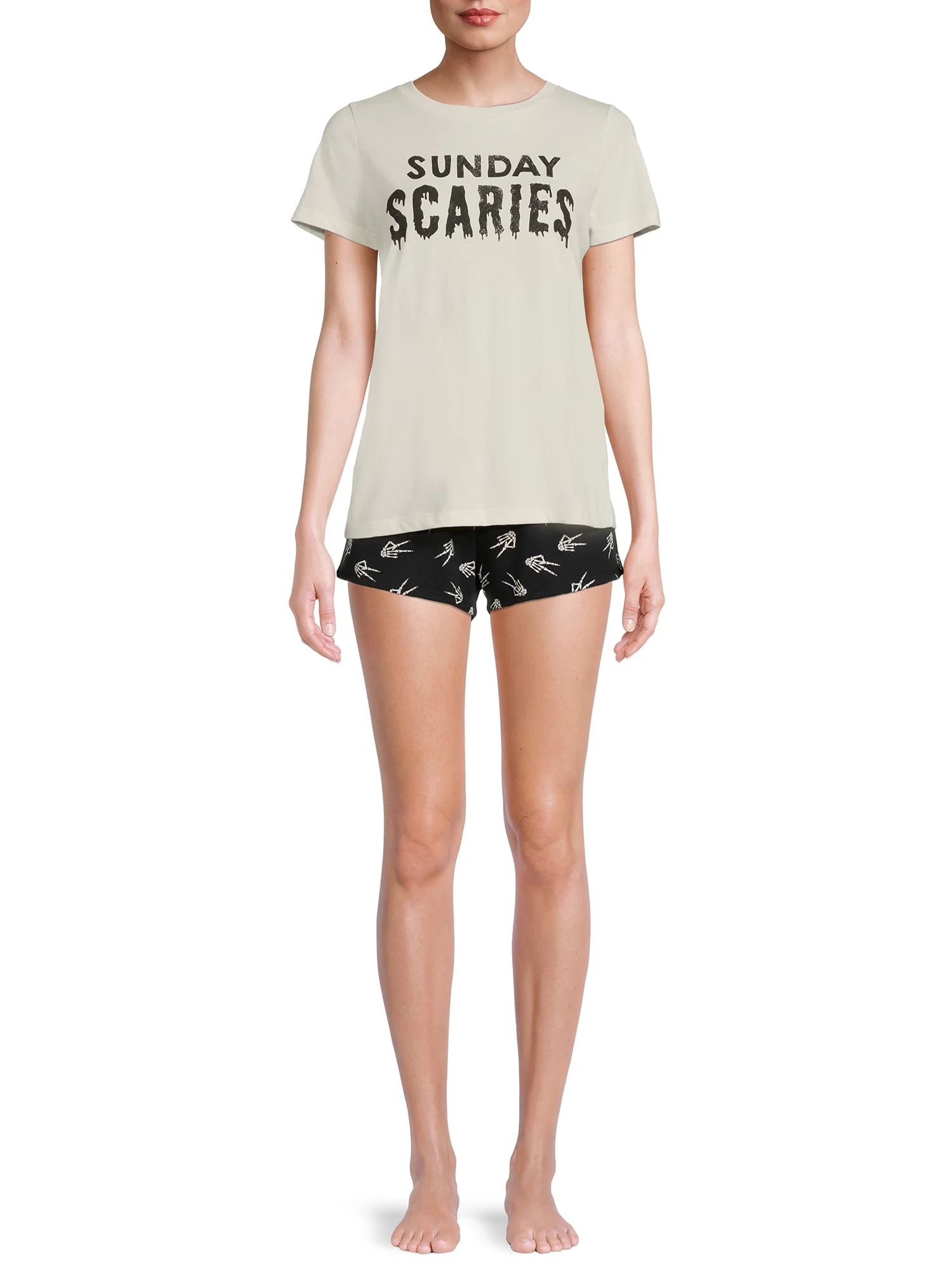 Grayson Social Women's and Women's Plus Sleep Halloween Short Sleeve Tee and Pajama Short Set, 2p... | Walmart (US)
