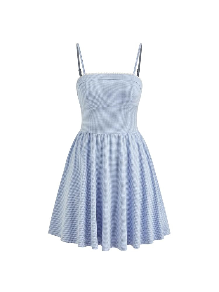 CIDER Women's Gingham Mini Dress for Summer Plaid Dresses Flowy Trendy Sun Dress | Amazon (US)