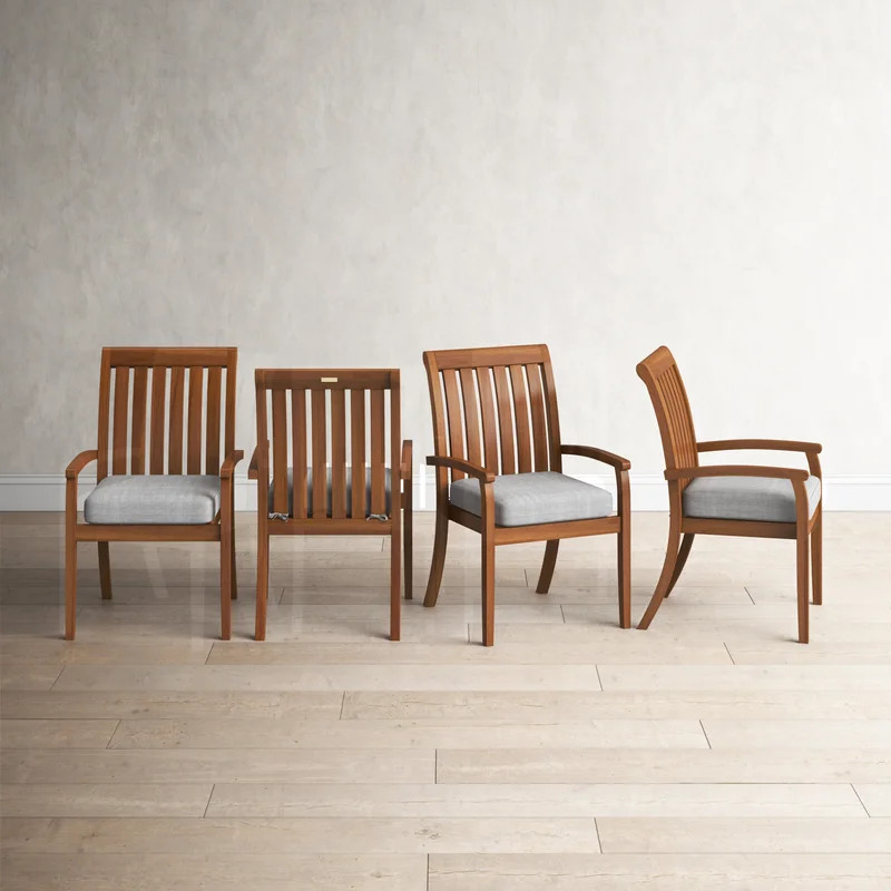 Fleur Wood Outdoor Stacking Dining Armchair (Set of 4) | Wayfair North America