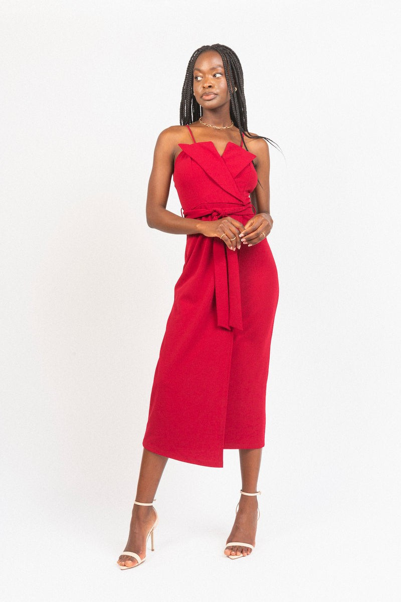 Crepe Asymmetrical V Dress | Area Stars
