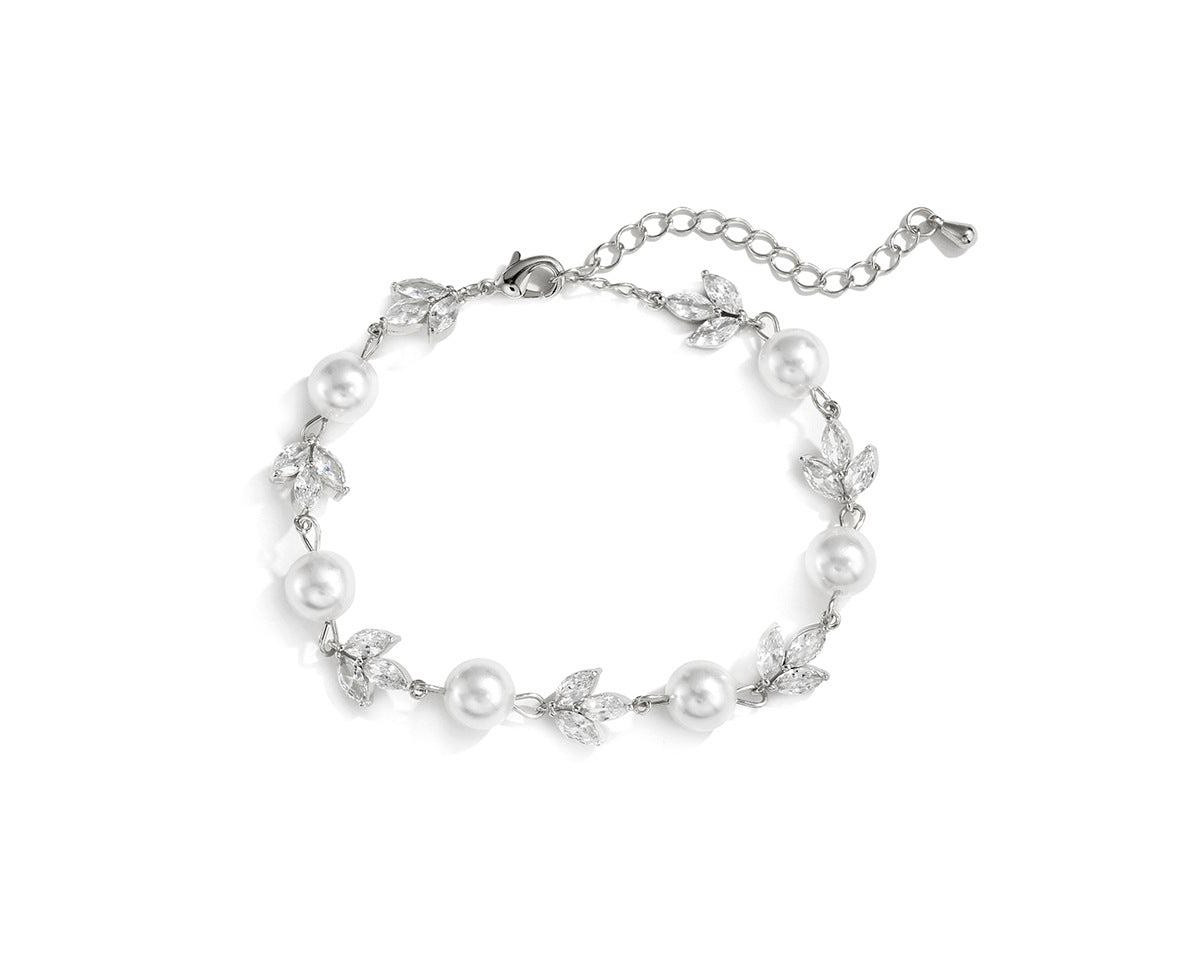 Untamed Petals Forever Pearl and Crystal Bracelet - Silver | Macy's