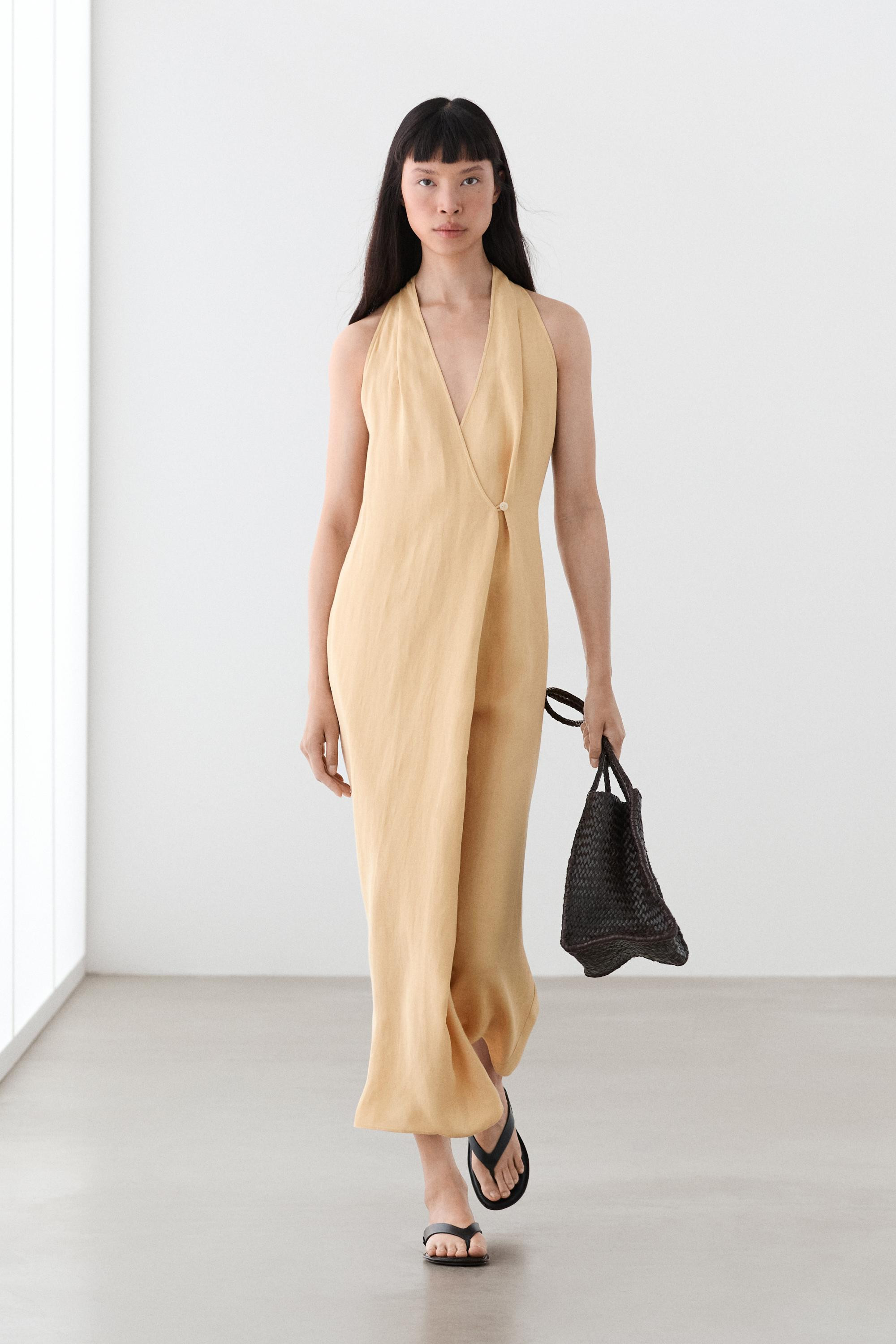 Midi dress with button detail | Massimo Dutti US