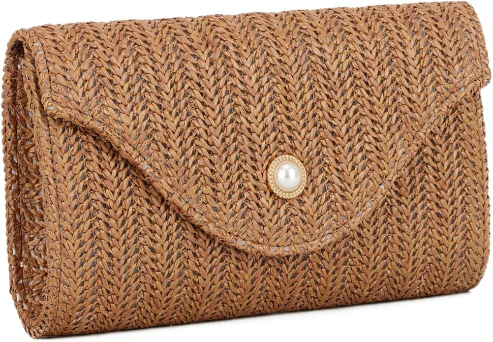 Straw Clutch Purses for Women Summer Pearl Evening Bag Small Beach Woven Purse and Handbags 2026 | Amazon (US)