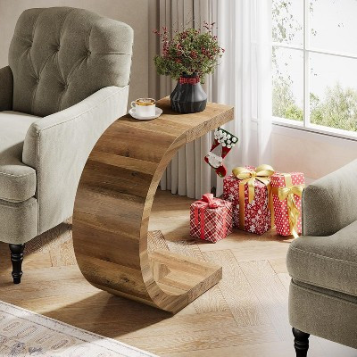 Lantine C-Shaped End Table, Side Table for Couch Sofa Living Room Bedroom Small Space, Rustic Brown | Target