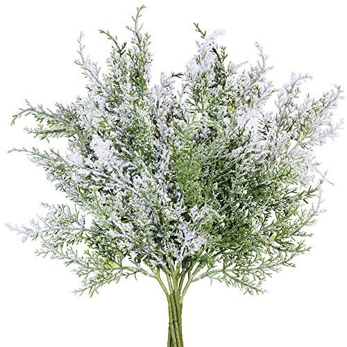 6 Pack Snowy Artificial Cedar Picks Stems Frosted Faux Cedar Spray Christmas Cedar Greenery Branches for Holiday Season Floral Arrangement Centerpiece Winter Wedding Decorations 20" Tall | Amazon (US)