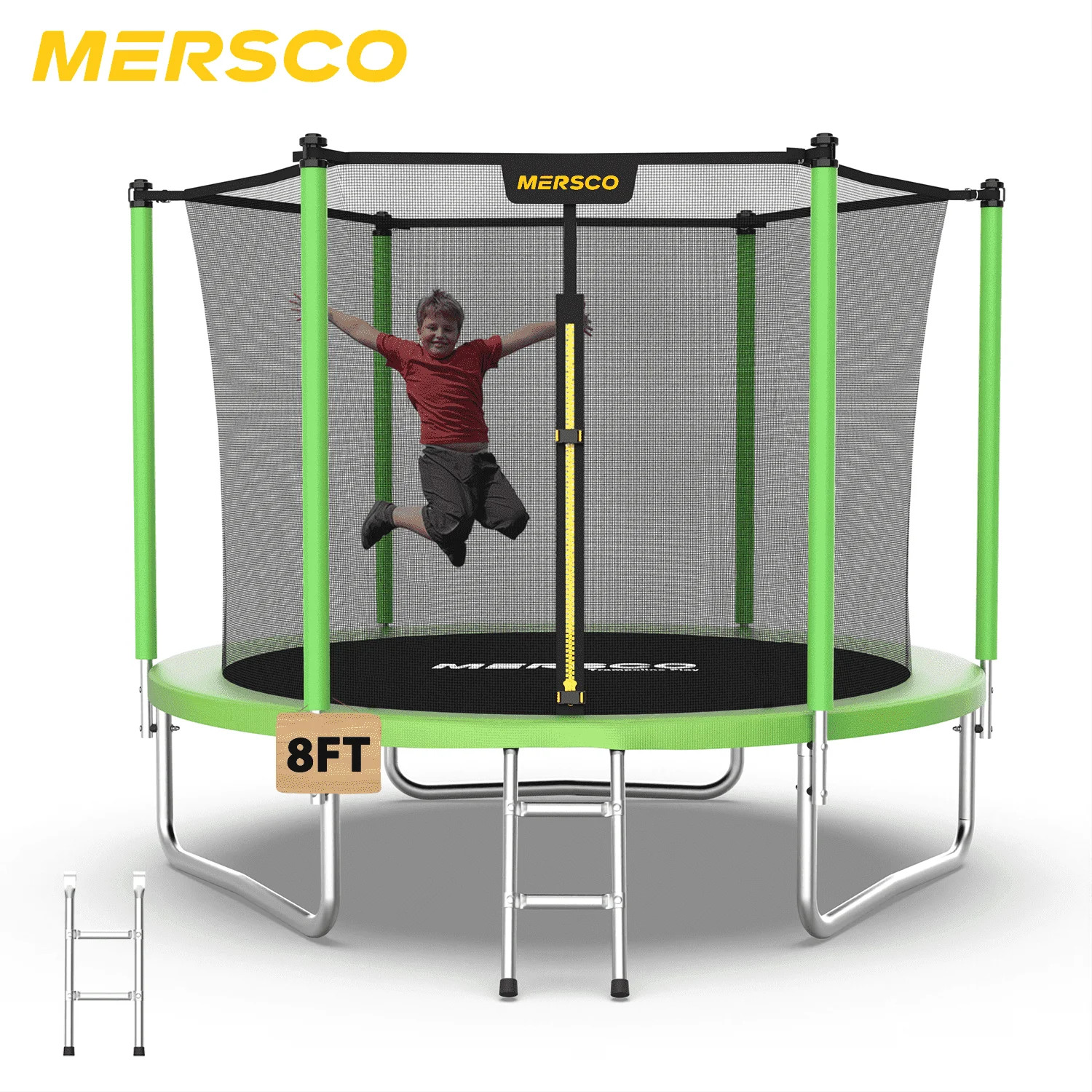Mersco 8ft Trampoline for Kids and Adults,Outdoor Trampoline with Enclosure,Ladder,Upright-Poled ... | Walmart (US)