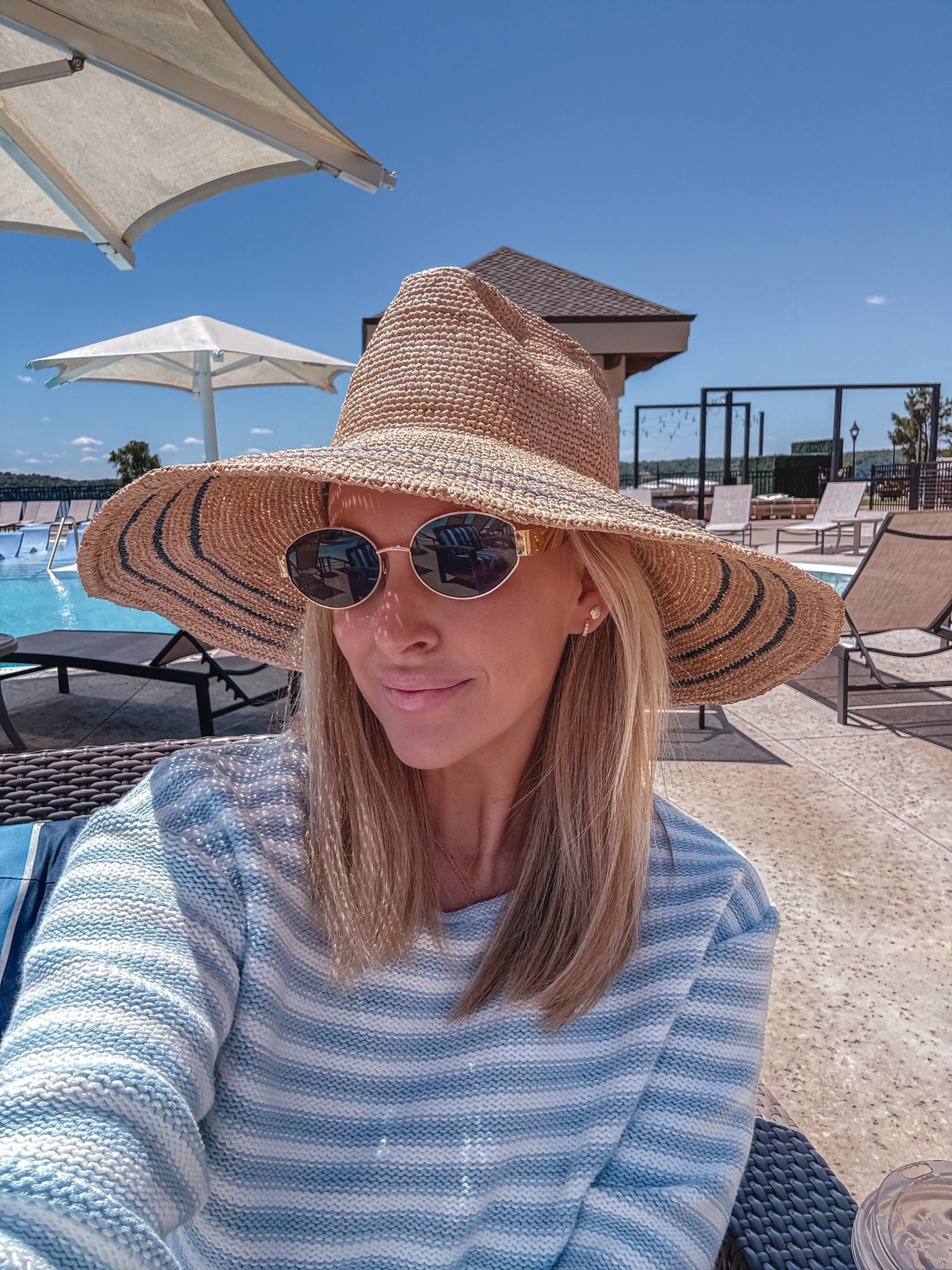 Raffia hat, gold oval Sunnie’s + coastal powder blue & white knit sweater for this sunny spring day

#LTKMothersDay #LTKTravel #LTKSeasonal